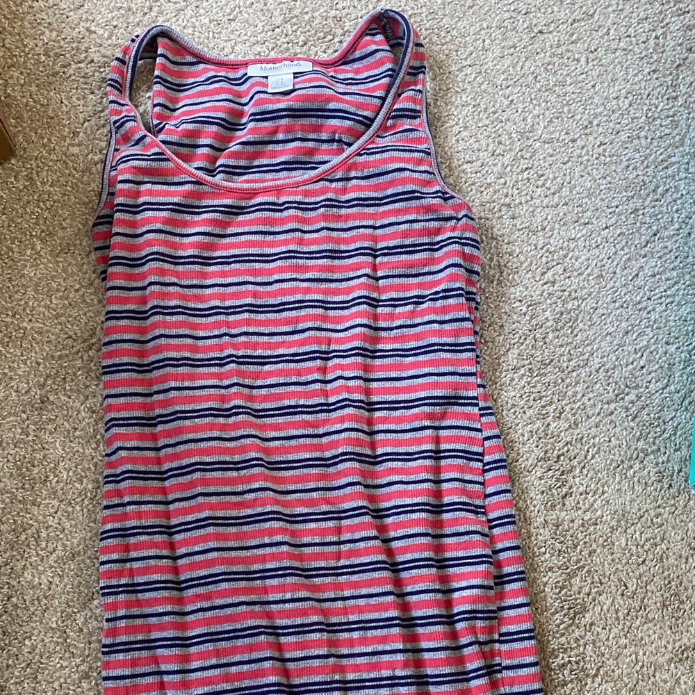 Striped Sleeveless Maternity Dress